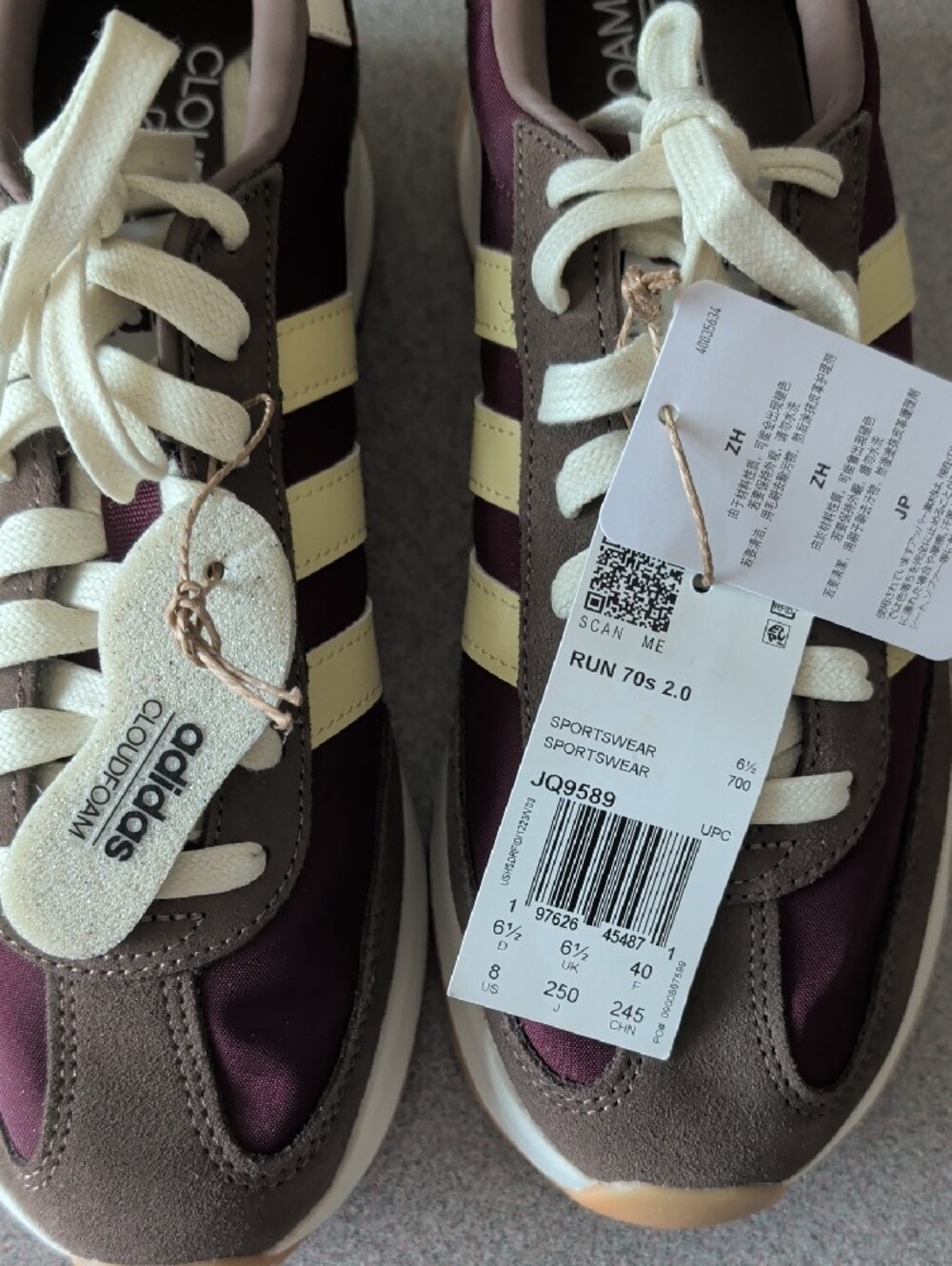 adidas Women’s Burgundy & Cream Retro-Style Sneakers - Picture 4 of 4